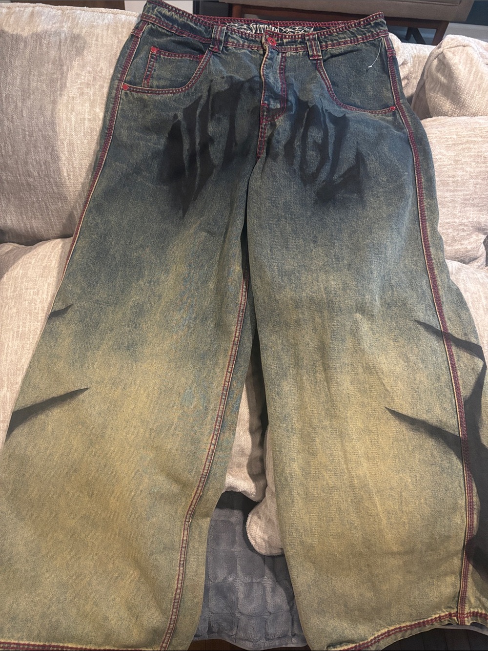 Vitriol Extra Baggy Jeans with Red Stitching